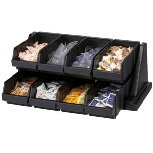 ORGANIZADOR DE PLASTICO PARA CONDIMENTOS DE DOS NIVELES CON 8 CHAROLAS Y ETIQUETAS
