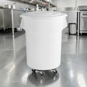 CARRO ALMACENADOR DE GRANOS E INGREDIENTES 55 GALONES (208 LTS) REDONDO Y BASE CON RUEDAS BAKERS MARK (PRECIO POR 2 PIEZAS DE BOTE, TAPA Y RUEDAS)