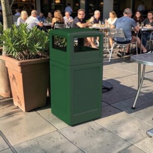 CONTENEDOR DE BASURA COMERCIAL 42 GALONES VERDE BOSQUE Y TAPA DOMO 18 1/2 X 18 1/2 X 41 3/4 PG
