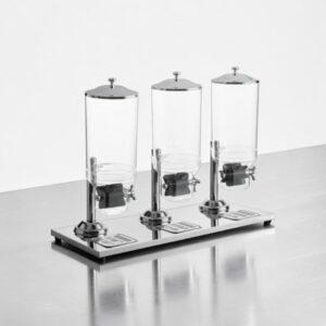 DISPENSADOR DE CEREAL TRIPLE CON BASE CAP. TOTAL 24 LTS, 8 LTS C/U MEDIDA: 71 X 66 X 35 CM CHOICE