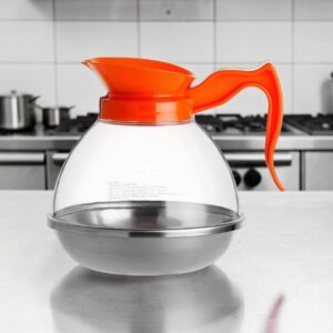 JARRA PARA CAFE TRANSPARENTE COLOR NARANJA DECAF DE 1.9 LTS (64 OZ)