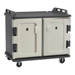 CARRO TERMICO PARA CHAROLAS DE 14 X 18 PG CAPACIDAD 20 CHAROLAS MEDIDAS GENERALES: 48 1/2 X 32 X 44 PG MATERIAL POLIETILENO COLOR GRIS CARBON MDC1418S20615 CAMBRO