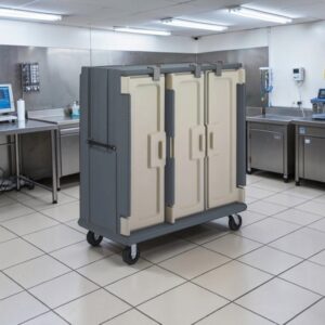 CARRO TERMICO PARA CHAROLAS CAPACIDAD 60 CHAROLAS MODELO 21410146dCWE MEDIDAS GENERALES: 60 X 29 1/4 X 63 5/8 PG MARCA CAMBRO MDC1411T60191 COLOR GRANITO
