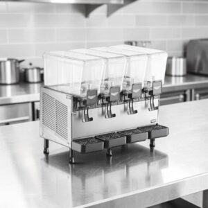 DISPENSADOR DE BEBIDAS REFRIGERADO CUADRUPLE DE 3.7 GALONES CADA TINA MEDIDAS: 28 X 18 5/16 X 25 1/8 PG MARCA VOLLRATH