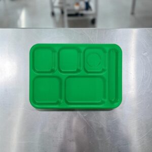 CHAROLA RECTANGULAR DE POLIPROPILENO 10 X 14 1/2 PG DE 6 COMPARTIMENTOS NSF VERDE BRILLANTE (PRECIO POR 24 PIEZAS)