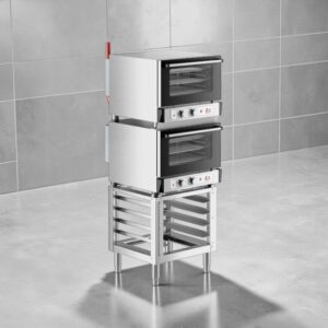HORNO DE CONVECCION ELECTRICO TERMOST?TICO DE TRES BANDEJAS CADA HORNO PARA CHAROLAS DE TAMANO MEDIO, CON DOBLE APILADO, CON INYECCION DE HUMEDAD Y SOPORTE DE 120 V MOD. COH-T3-A COOKING PERFORMANCE