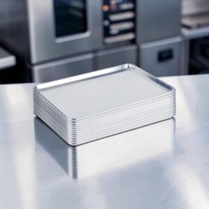 CHAROLA ALUMINIO 18 X 26 PG (45 X 65 CM) CALIBRE 19 (PRECIO POR 12 PIEZAS)