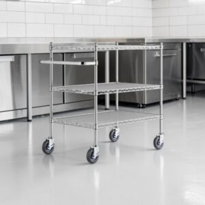 CARRO DE SERVICIO 3 REPISAS DE ACERO CROMADO 60 X 106 X 99 CM CON AGARRADERA REGENCY