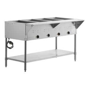 MESA CALIENTE ELECTRICA BANO MARIA CON ENTREPANO EN ACERO INOXIDABLE PARA 4 INSERTOS 120V, 1000W MEDIDAS: 57X30X38 PG CON TABLA DE CORTE MEDIDAS: 57 X 8 PG