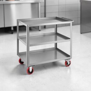 CARRO DE SERVICIO 3 REPISAS USO RUDO ACERO ESMALTADO 36 X 24 X 35 PG (92 X 60 X 88 CM) CAPACIDAD 540 KG LAVEX