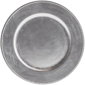 Plato Base Color Plateado de 33cms Modelo 11800SV Material Plastico (VENTA POR MULTIPLOS DE 24 PIEZAS)