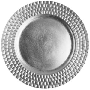 Plato Base Color Plateado de 33cms Modelo 1182770 MATERIAL PLASTICO (VENTA EN MULTIPLOS DE 24 PIEZAS)
